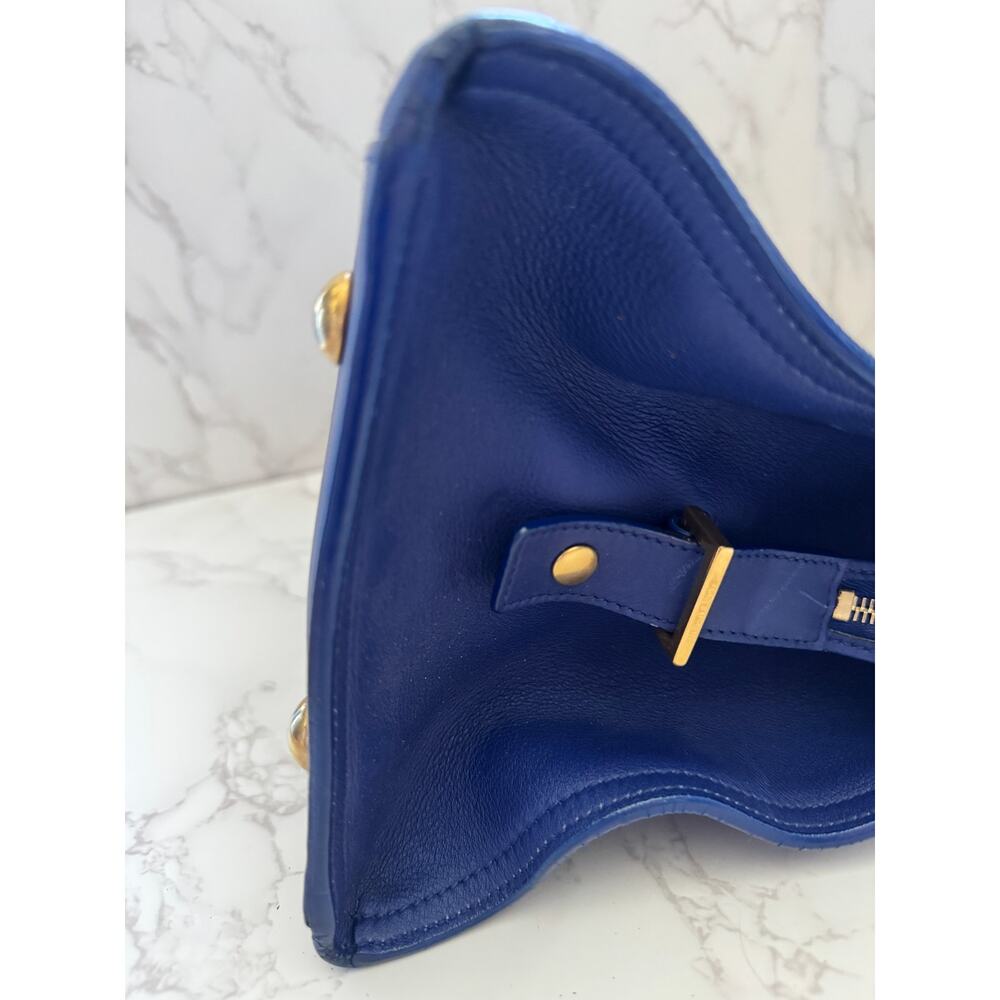 YSL Saint Laurent Classic Y Cabas Chyc Satchel  Blue Leather - Picture 14 of 16